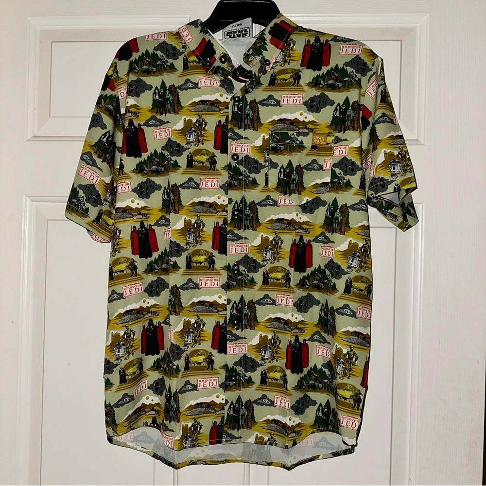NWT CultureFly Star Wars Return of the Jedi Button Down Shirt Galaxy Box Small S